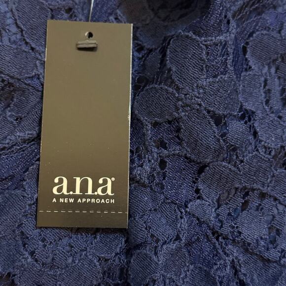 NEW a.n.a A New Approach American Navy Blue Lace Off Shoulder Flowy Blouse Sz XL - Picture 6 of 11